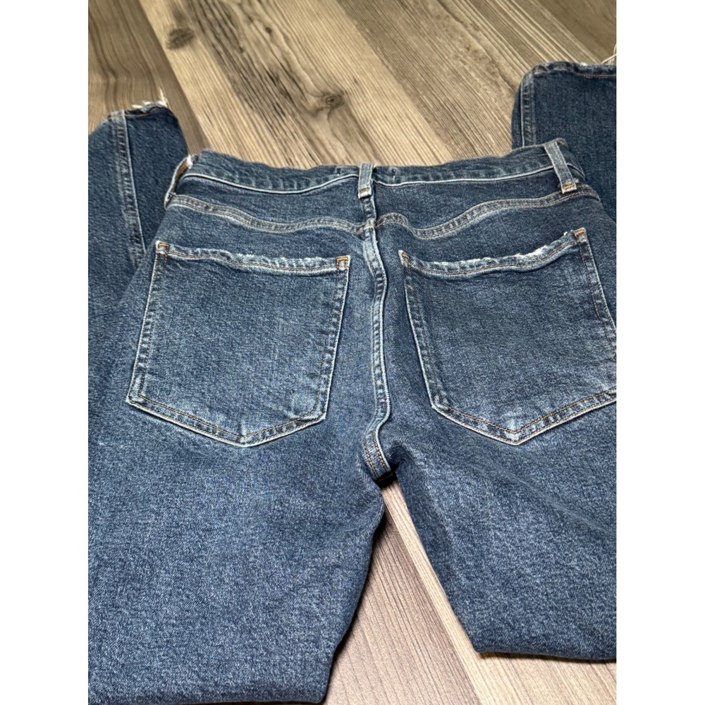 AGOLDE Womens High Rise Straight Leg Distressed Raw Hem Blue Jeans Size 25 - Picture 6 of 7